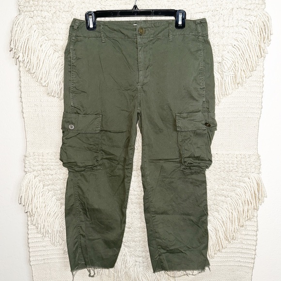 FRAME olive green cropped relaxed fit utility pants 28 - Picture 1 of 9